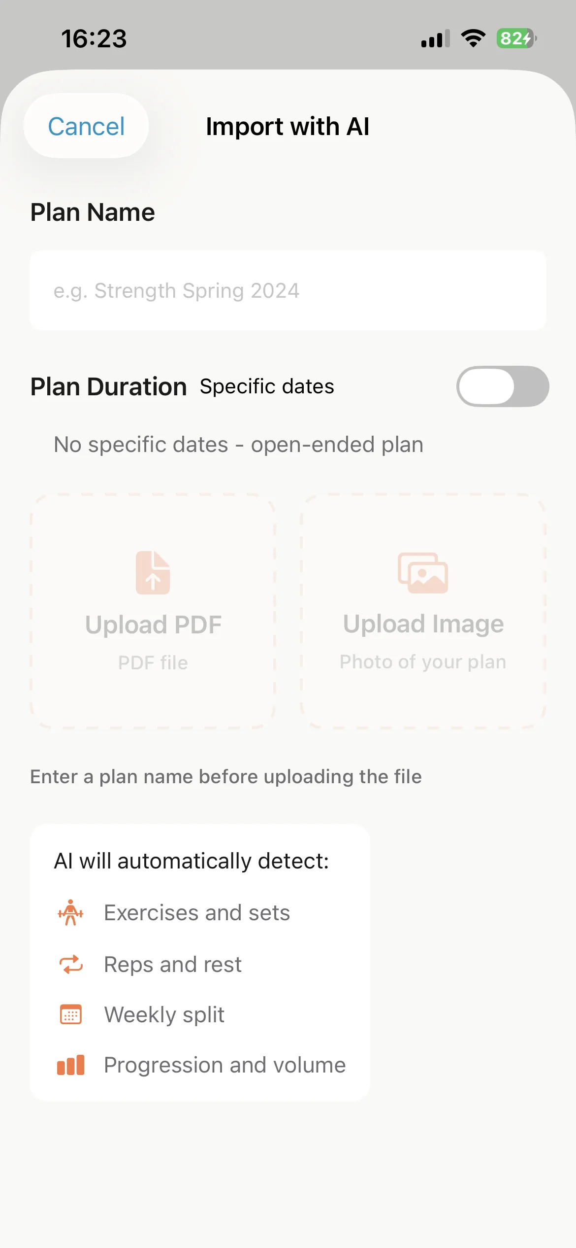 A plan you log every week